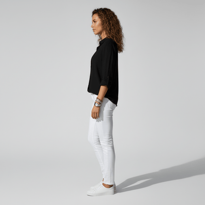 Classic Fit Long Sleeve Button Front Top