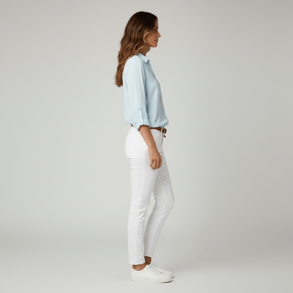 Classic Fit Long Sleeve Button Front Top