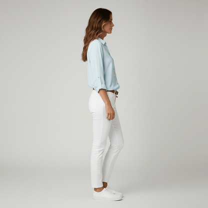 Classic Fit Long Sleeve Button Front Top