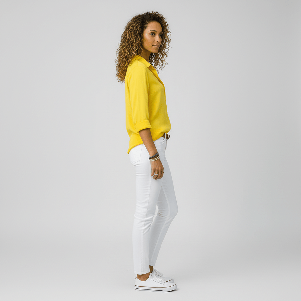 Classic Fit Long Sleeve Button Front Top