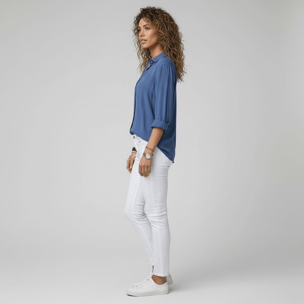Classic Fit Long Sleeve Button Front Top