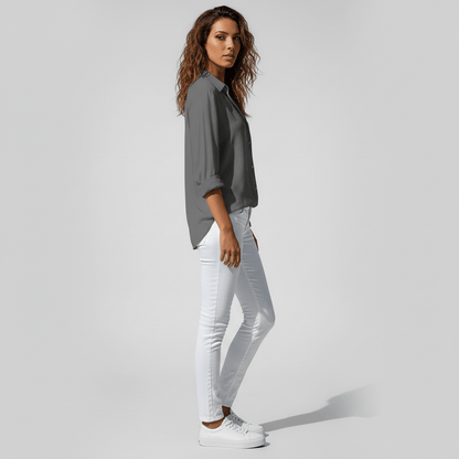 Classic Fit Long Sleeve Button Front Top