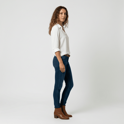 Classic Fit Long Sleeve Button Front Top
