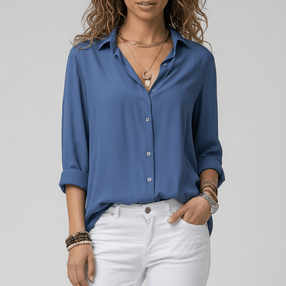 Classic Fit Long Sleeve Button Front Top