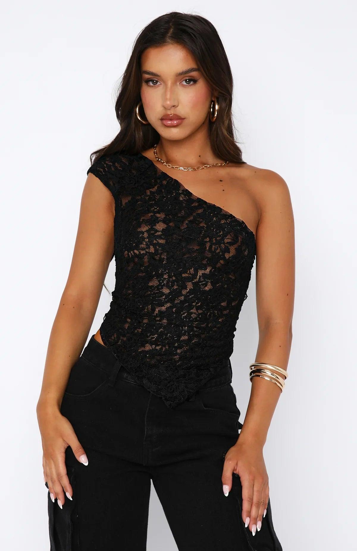 Chic Off Shoulder Lace Blouse - OutfitLondon