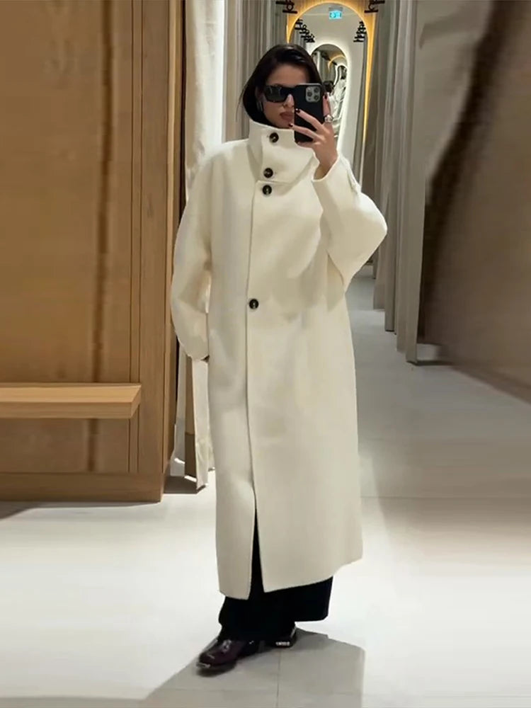 Premium Soft High Neck Woolen Coat for Ladies