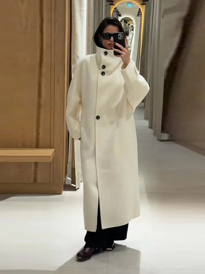 Premium Soft High Neck Woolen Coat for Ladies