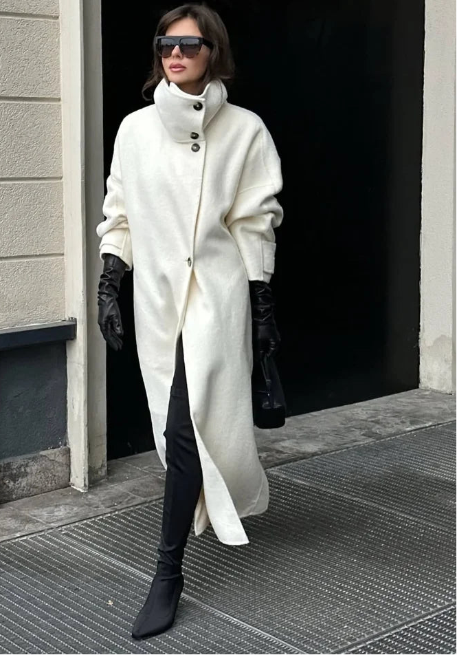 Premium Soft High Neck Woolen Coat for Ladies - OutfitLondon