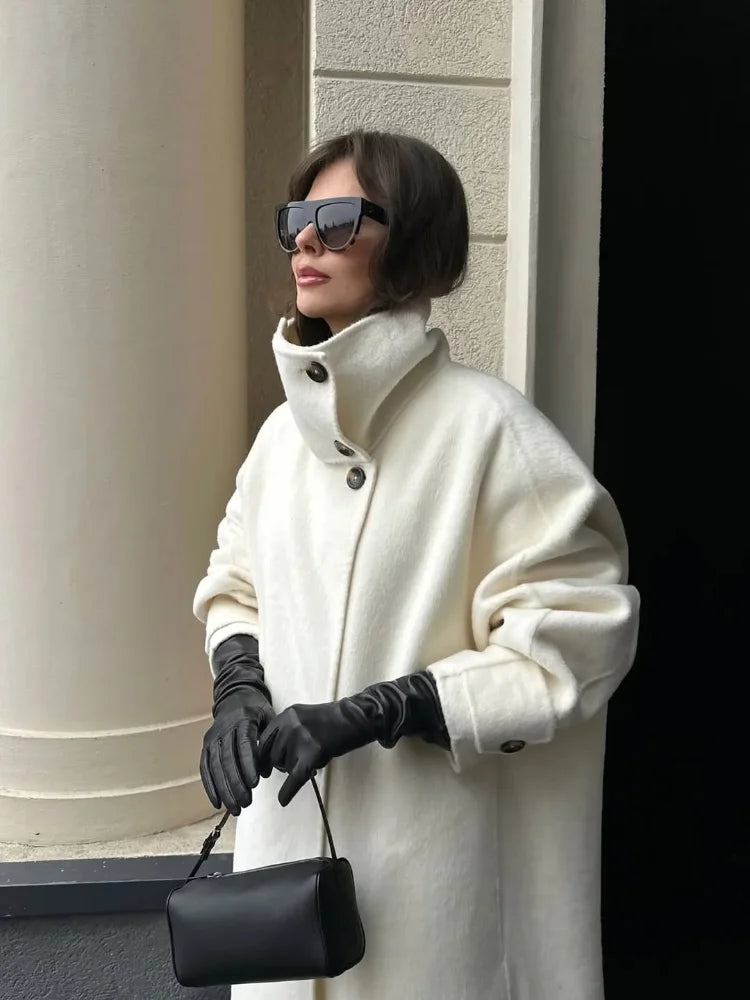 Premium Soft High Neck Woolen Coat for Ladies