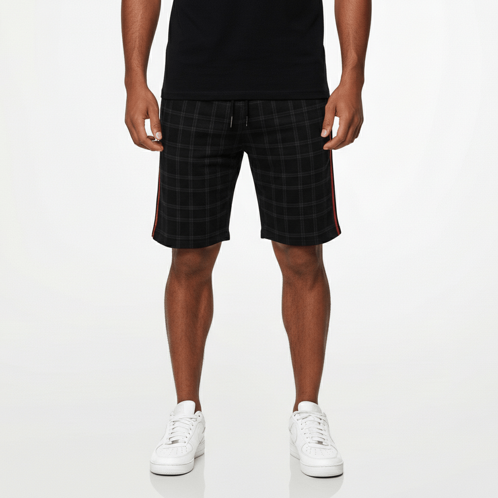 Casual Plaid Drawstring Shorts with Side Pockets - OutfitLondon