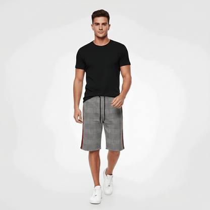 Casual Plaid Drawstring Shorts with Side Pockets