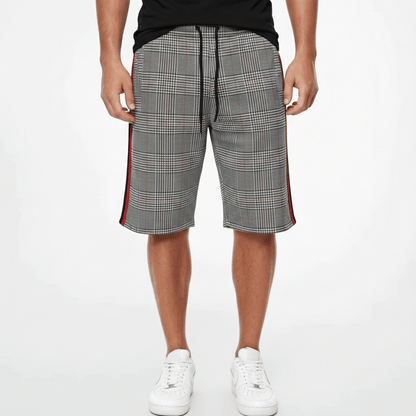 Casual Plaid Drawstring Shorts with Side Pockets
