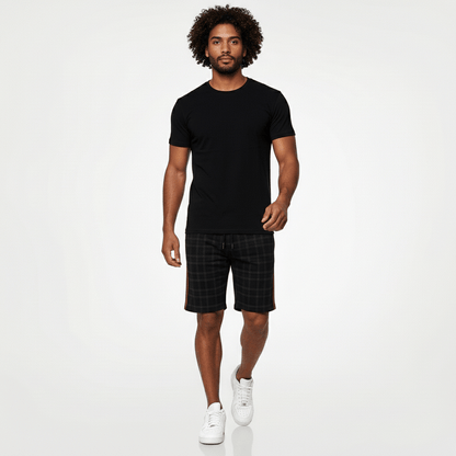 Casual Plaid Drawstring Shorts with Side Pockets