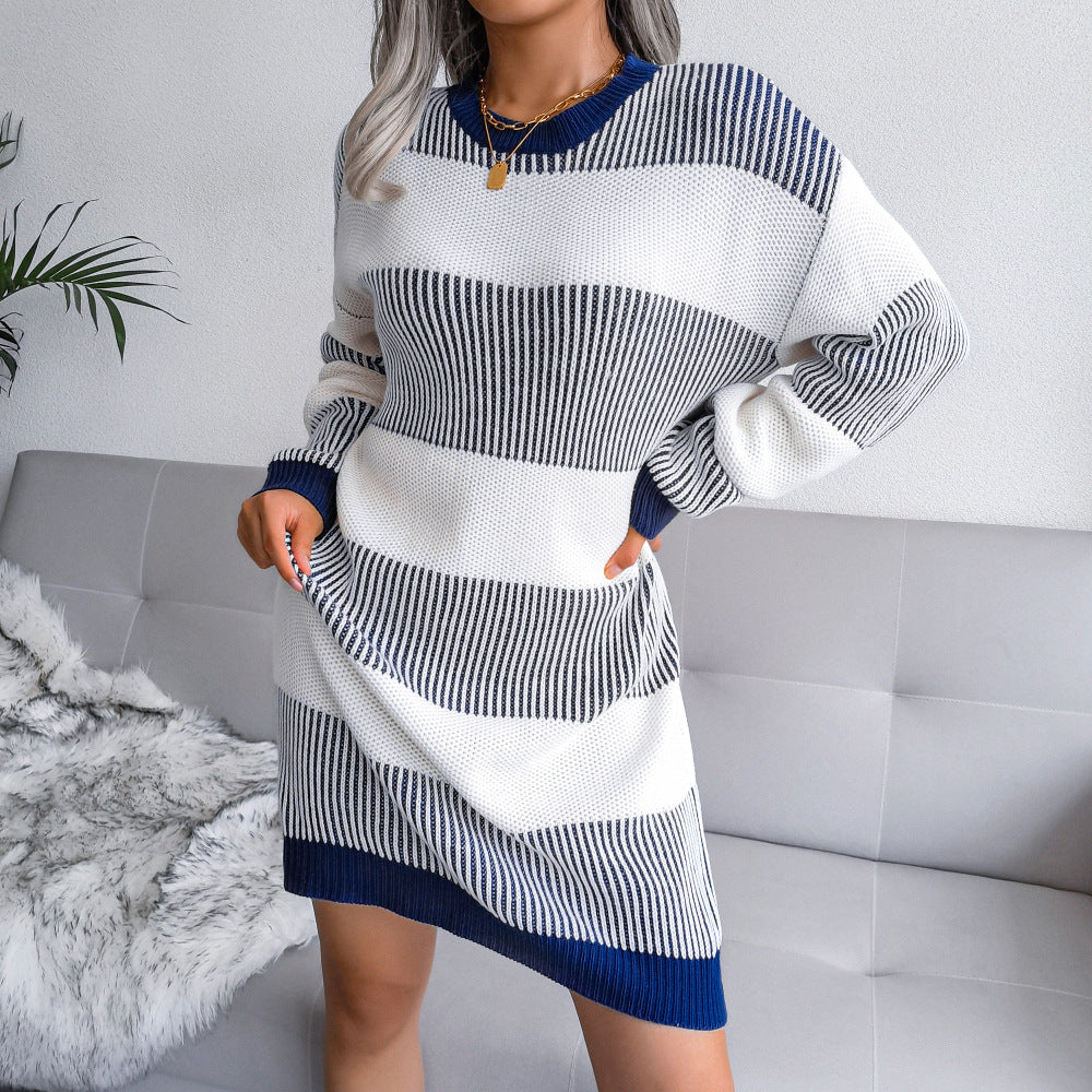 Warm Cable Knit Sweater Dress