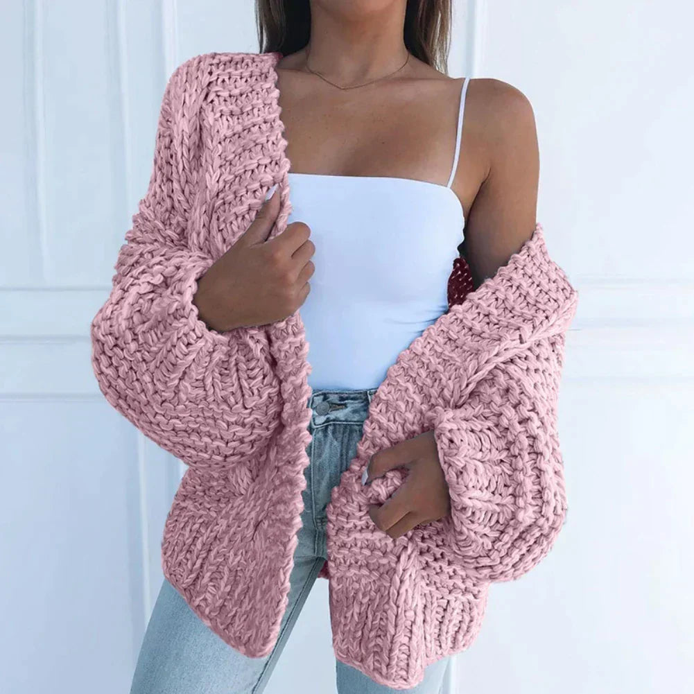 Cozy Oversized Knit Sweater Cardigan - OutfitLondon