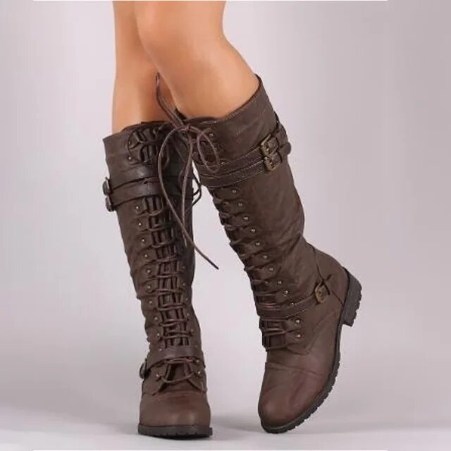 Ladies Distressed Lace Up Ankle Boots - OutfitLondon