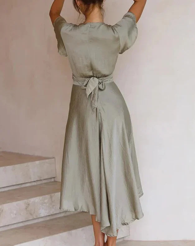 Karis Dress | Elegant V-neck with Flutter Sleeves