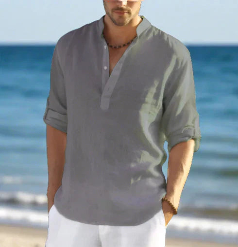 Classic Collar Linen Shirt for Men