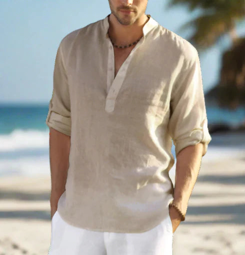 Classic Collar Linen Shirt for Men