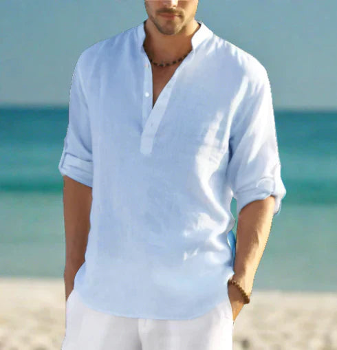 Classic Collar Linen Shirt for Men