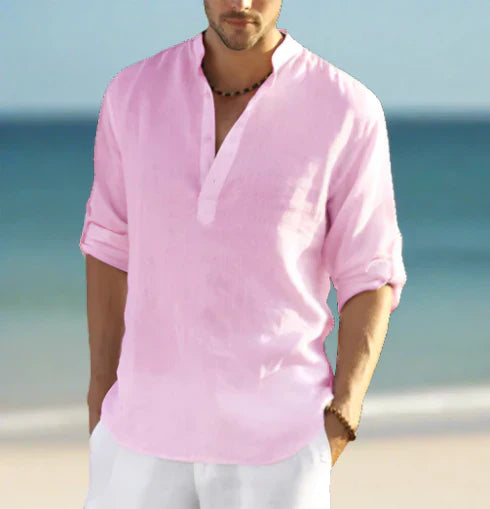 Classic Collar Linen Shirt for Men