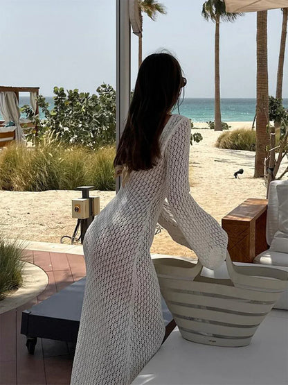 Karly Dress | Crochet Bell Sleeve Summer Maxi Dress