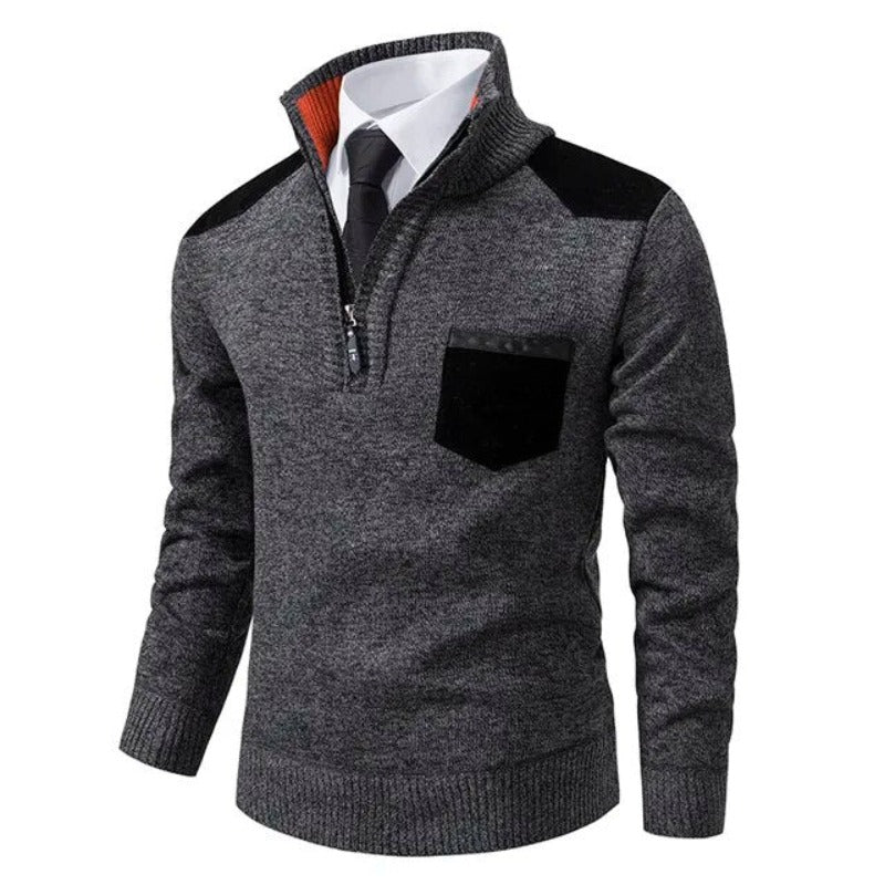 Men's Colorblock Patchwork Quarter Zip Sweater
