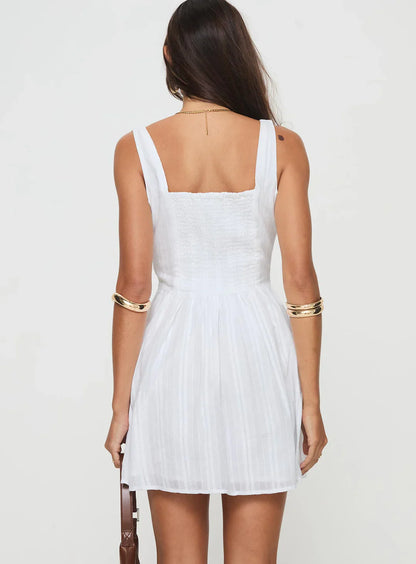 Kate Dress | White Cotton Fitted Mini Dress