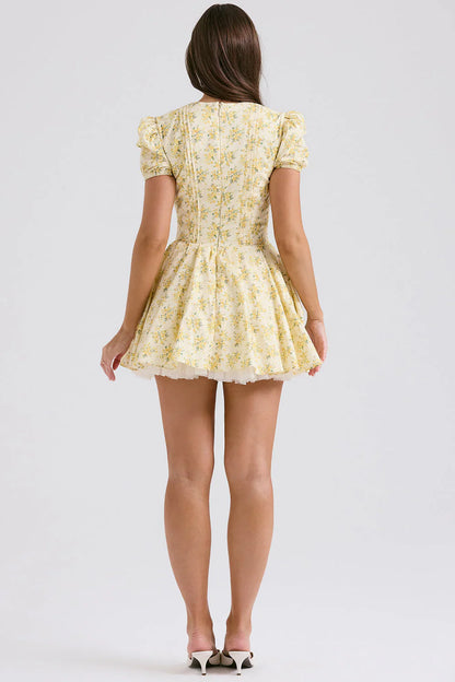 Keisha Dress | Floral V-Neck Puff Sleeve Mini Dress