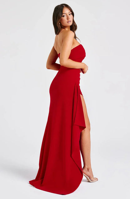 Kelly Dress | Strapless High Slit Evening Dress