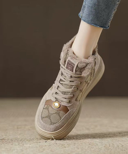Men's Suede High Shoes Khaki - OutfitLondon
