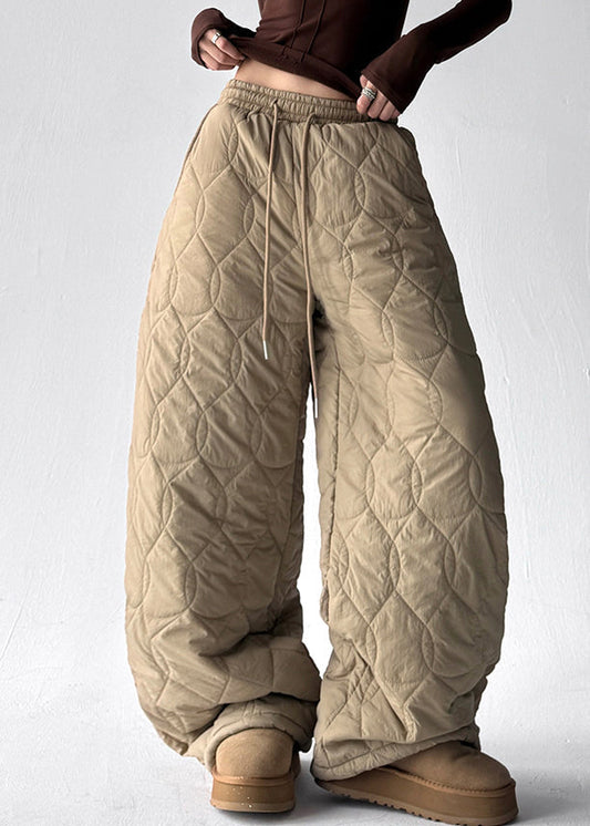 Men's Cotton Khaki Pants Elastic Waistband Wide Leg - OutfitLondon