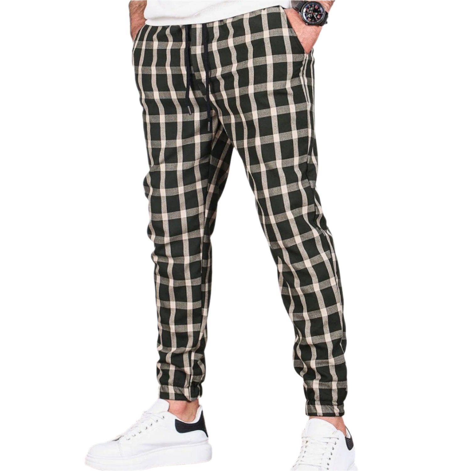 Comfortable Loose Fit Plaid Work Pants - OutfitLondon