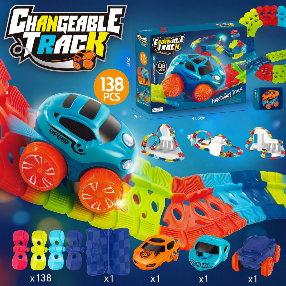 Jeu de course de voitures pour enfants avec piste flexible