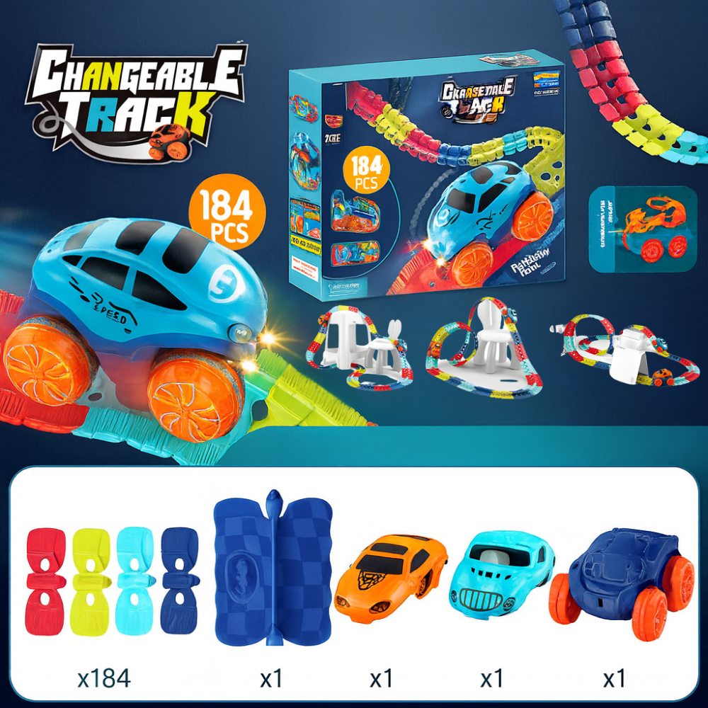 Jeu de course de voitures pour enfants avec piste flexible