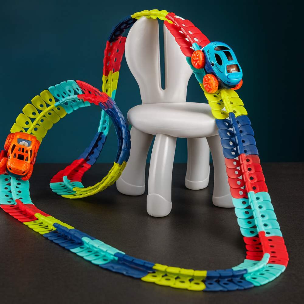 Jeu de course de voitures pour enfants avec piste flexible