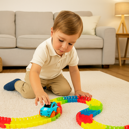 Jeu de course de voitures pour enfants avec piste flexible