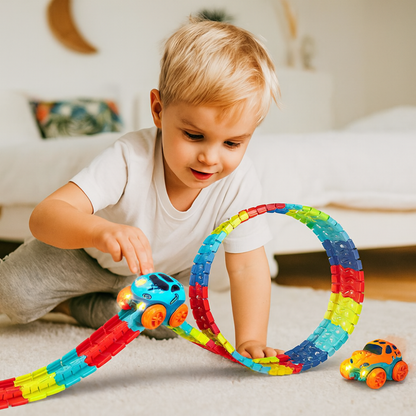 Jeu de course de voitures pour enfants avec piste flexible