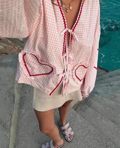 Pretty Heart Pattern Ladies Blouse