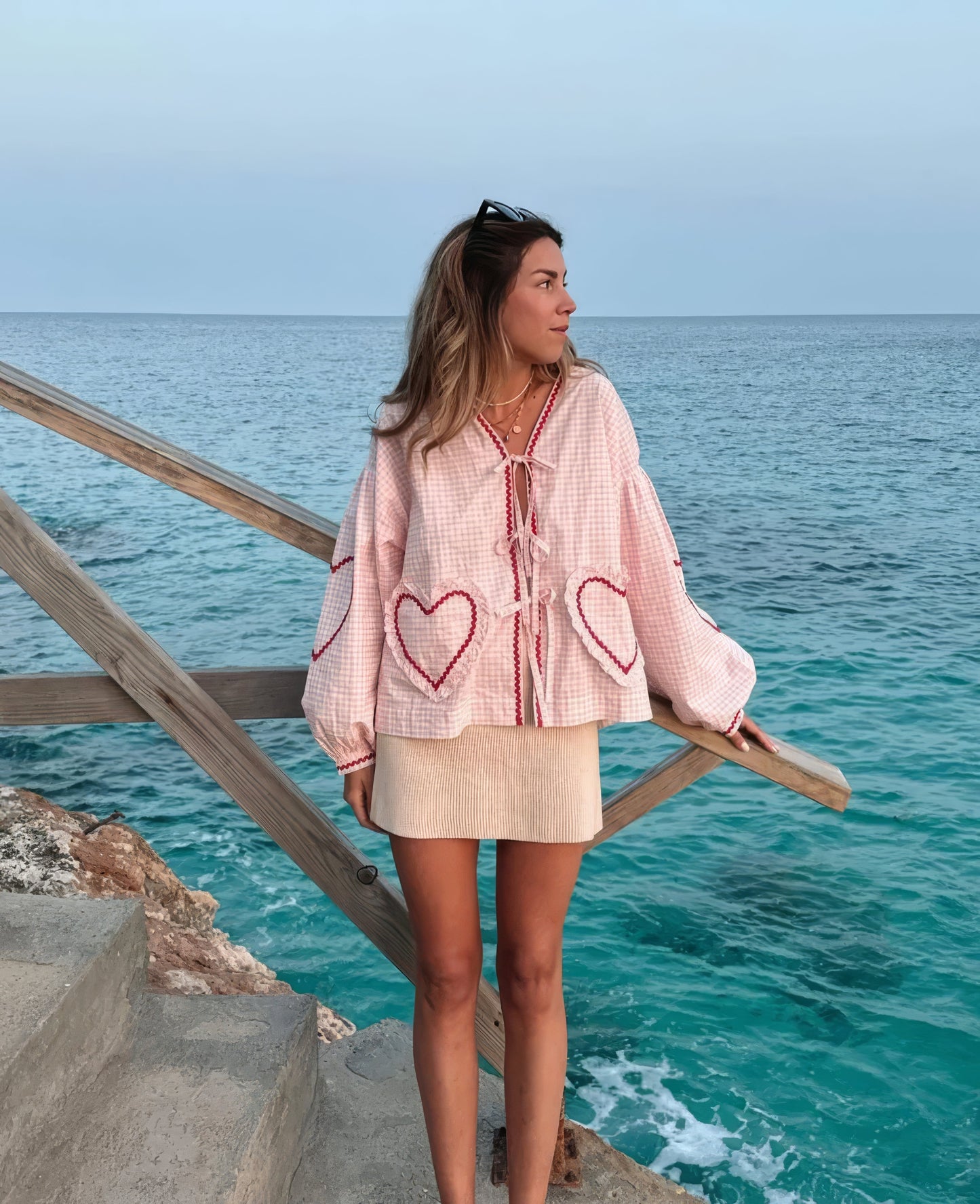 Pretty Heart Pattern Ladies Blouse