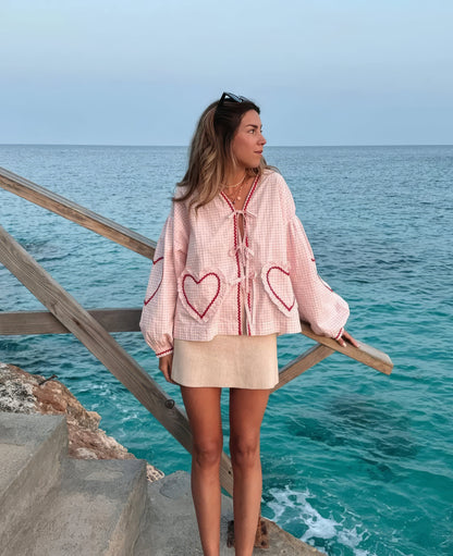 Pretty Heart Pattern Ladies Blouse