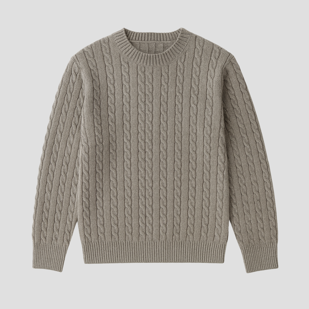 Men's Warm Cable Crew Neck Sweater