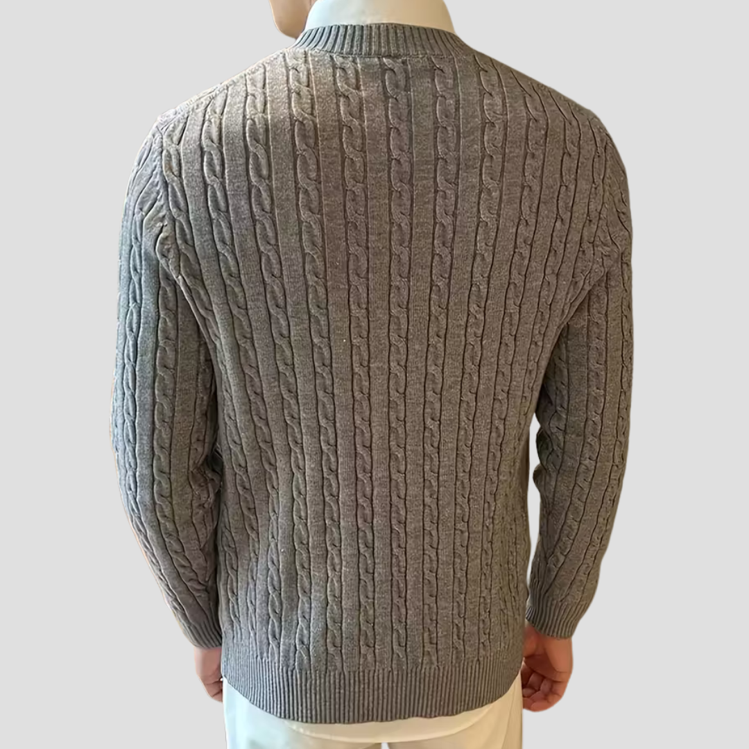 Men's Warm Cable Crew Neck Sweater