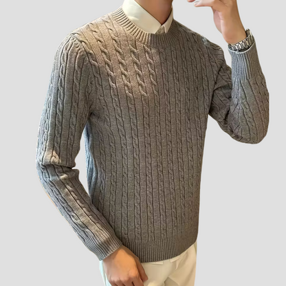 Men's Warm Cable Crew Neck Sweater