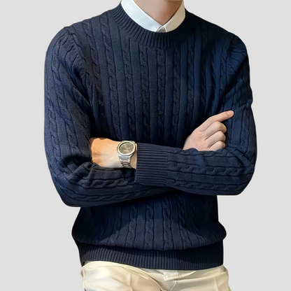 Men's Warm Cable Crew Neck Sweater