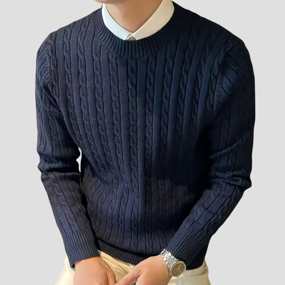 Men's Warm Cable Crew Neck Sweater