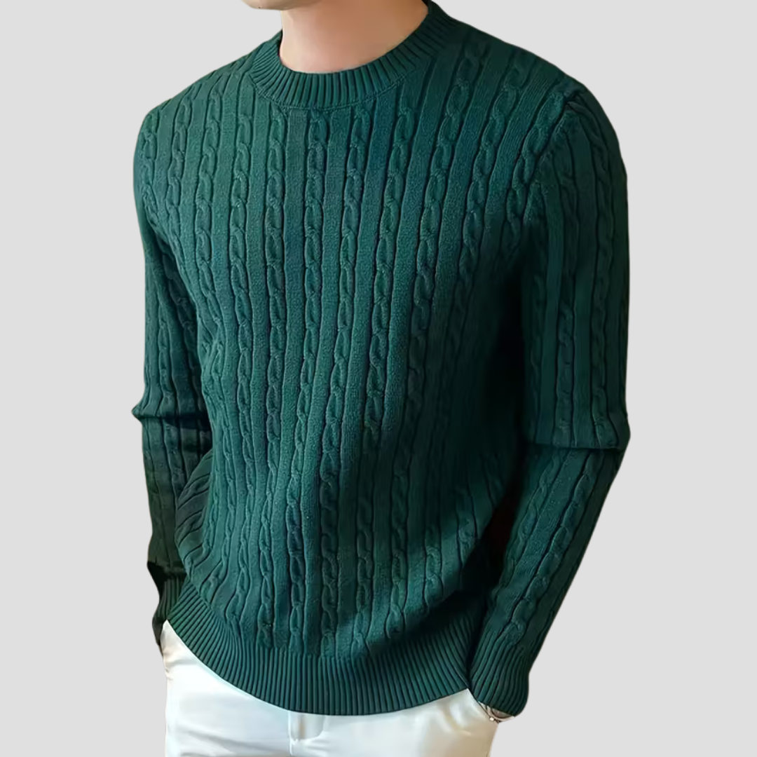 Men's Warm Cable Crew Neck Sweater