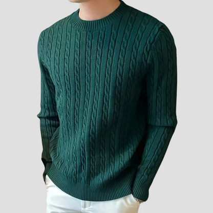 Men's Warm Cable Crew Neck Sweater