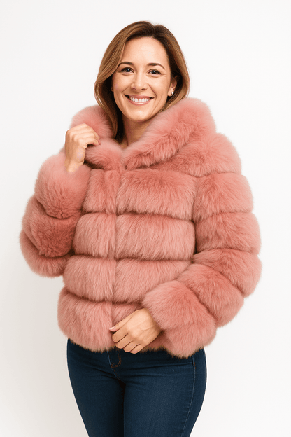 Warm Faux Fur Womens Short Parka Jacket