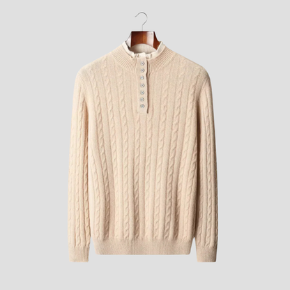 Men's Thick Knit Button Crew Sweater
